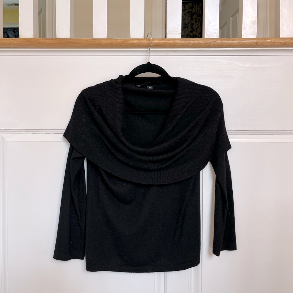Black cashmere off shoulder knit